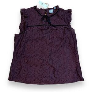 NWT Soho Jeans NY & Co Blouse Womens Port Wine Lace Whimsygoth Lined Size L